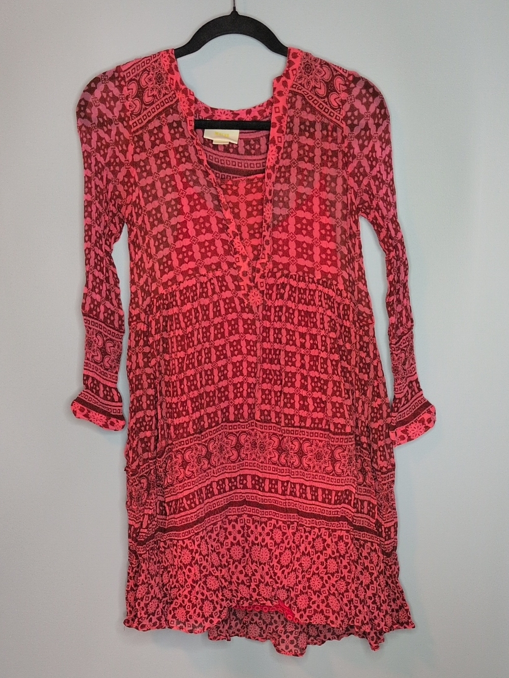 Maeve Anthropologie Bohemian Red Print V-Neck Women’s Dress Size 0